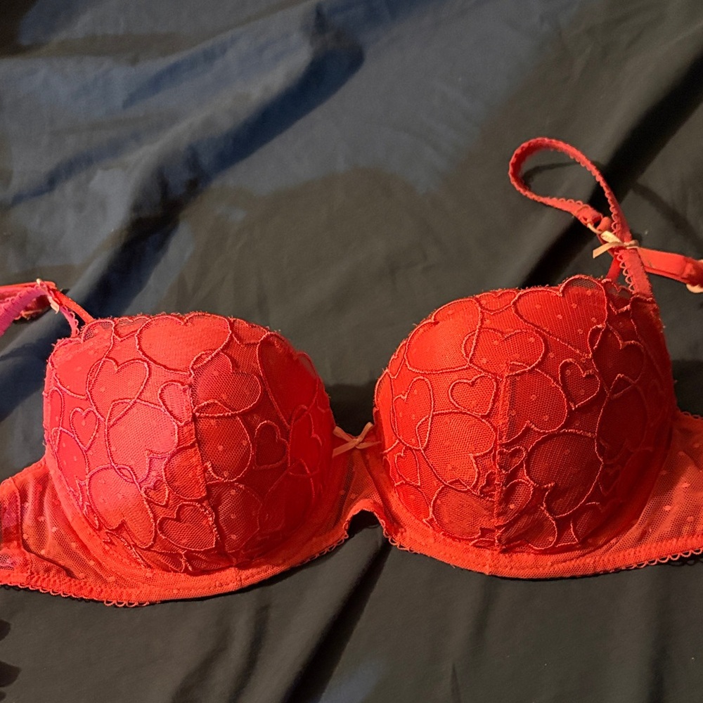 Victoria's Secret Red Heart Lace Bra